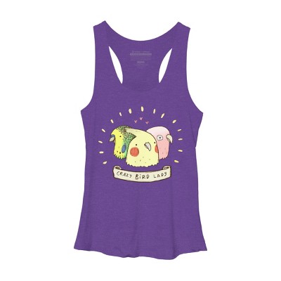 Women's Design By Humans Crazy Bird Lady By SophieCorrigan Racerback Tank Top