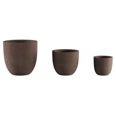 Nature Spring Clay Planter Set - Antique Brown, 3 Pieces