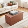 FURNIinspire Ottomans And Benches Modern 30 Inch Living Room Foldable Ottoman Storage Bench Entryway Foot Stool, Brown, 15"*30"*15" - 2 of 4