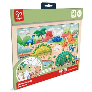Hape: Dino Puzzle - 24pc, Double-Sided Coloring Puzzle, Ages 3+ - 1 of 4