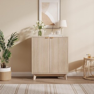 Fluted Cabinet with Storage, 2 Doors Sideboard Buffet,Modern Accent Cabinet with Adjustable Shelves, Multifunctional Console Table with Storage - 1 of 4