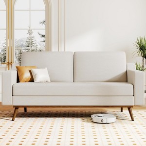 Dyonery 65.4" Comfy Loveseat Sofa Couches for Living Room,Mid Century Modern Small Couch with Spring Cushion,Solid Wood Frame,Tool-Free Assembly - 1 of 4