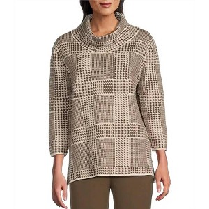 Women's Plaid Cowl Neck Sweater - Multiples - 1 of 2