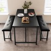 Dining Table Set for 4, Kitchen Table with 2 Upholstered Benches, 3-Piece Dining Set for Kitchen, Apartment, Small Spaces - 3 of 4