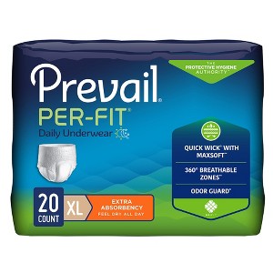 Prevail Per-Fit Extra Disposable Underwear Pull On with Tear Away Seams X-Large, PF-514/1, 20 Ct - 1 of 2