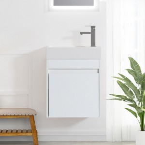 NicBex 18" Floating Bathroom Vanity with Resin Sink&Door Cabinet,Chic Wall Mounted Vanity Combo,No Faucet Included - 1 of 4