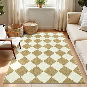 Coucheta Washable Checkered Area Rug, Non-Slip & Stain Resistant, Modern Geometric Plaid Carpet for Bedroom, Living Room, Hallway, Dining & Nursery - 1 of 4