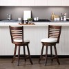 Set of 2 Woodgrove Counter Height Barstools with Slat Backrest Dark Cappuccino White - CorLiving: Faux Leather, Swivels, Rubberwood Legs - 2 of 4