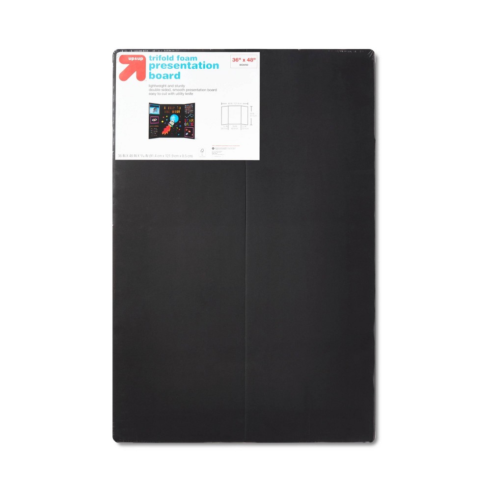 36"x48" Tri-Fold Foam Presentation Board Black - up&up™: EPS, Paper, 0.24" Thick, Poster Display Board