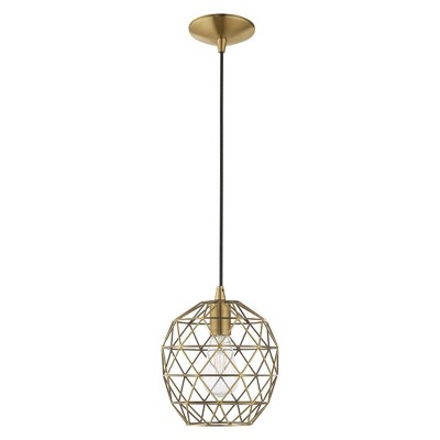 Antique Brass Geometric Metal Mini Globe Pendant Light