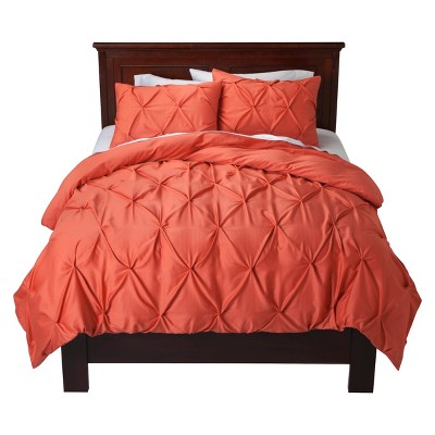 Pinch Pleat Duvet Cover Set King 3pc Coral Threshold Target