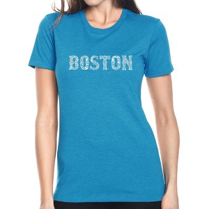 LA Pop Art Women's Premium Blend Word Art T-shirt - BOSTON NEIGHBORHOODS - 1 of 4
