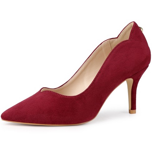 Allegra K Women's Pointed Toe Pull On Stiletto Heels Pumps Burgundy 8 :  Target