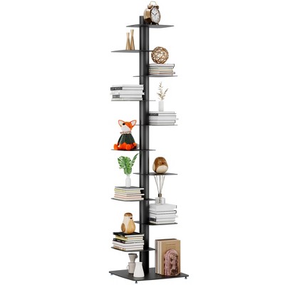 Suchtale 11-Tier Metal Bookcase, Vertical Spine Book Organizer Shelf for Study & Living Room Decor, DIY Storage Rack