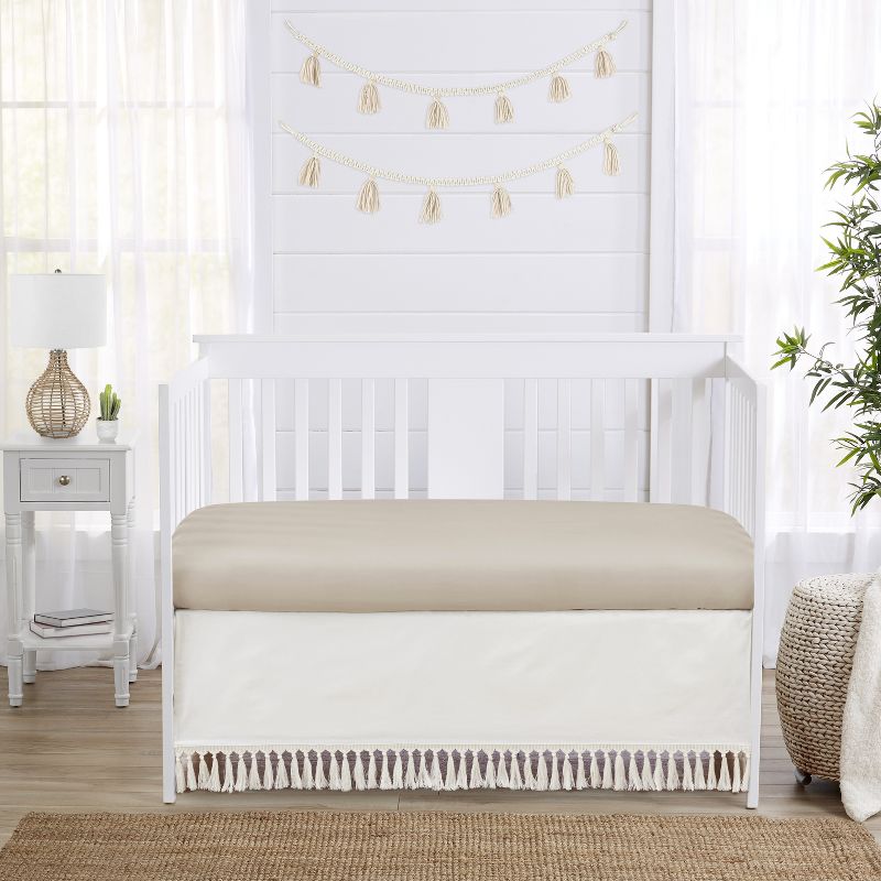 Sweet Jojo Designs Boy or Girl Gender Neutral Unisex Baby Crib Bed Skirt Desert Sun Collection Solid Off White, 3 of 5