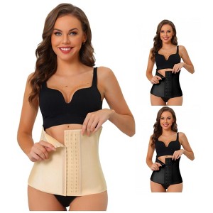 INSPIRE CHIC Women's 3 Hooks Waist Tummy Control Body Shaper for Weight Loss Cinchers Corset 3 Packs - 1 of 4