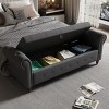 Upholstered Storage Bench with Rolled Arms and Button Tufted Lid for Bedroom or Entryway Seating and Hidden Blanket or Linen Storage-Maison Boucle - 3 of 4