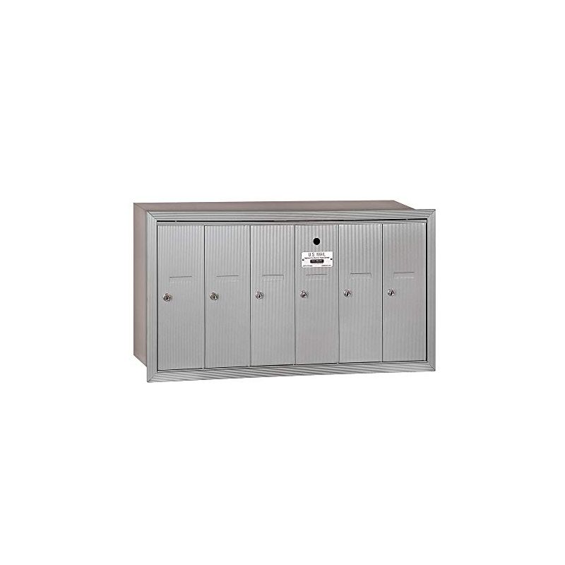 Salsbury Industries Vertical Mailbox - 6 Doors - Aluminum - Recessed Mounted - USPS Access, 1 of 6