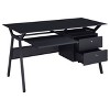 Weaving 2 Drawer Glass Top Computer Desk with Keyboard Tray Black - Coaster: 55" Office Workstation - 3 of 4