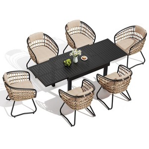 Crestlive Products Modern Aluminum Outdoor Dining sets Expandable Patio Dining Table with arm chairs for 4-10 People Outside - 1 of 4