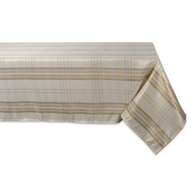 Dii Cream Metallic Plaid Tablecloth 60X104