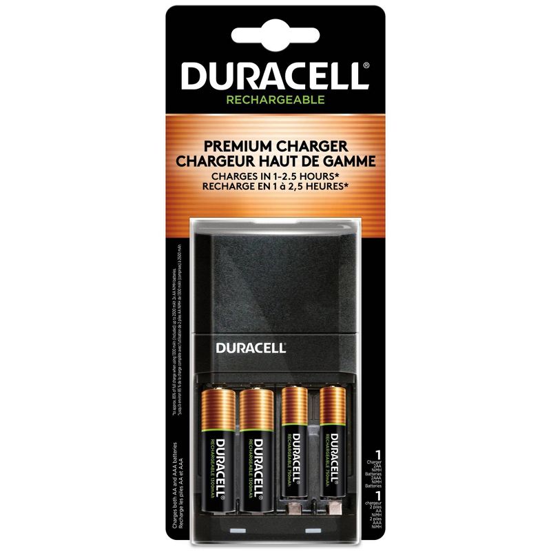 Duracell is4000 Battery Charger for NiMH AA/AAA Rechargeable Batteries - Includes 2 AA &#38; 2 AAA Rechargeable Batteries, 1 of 8