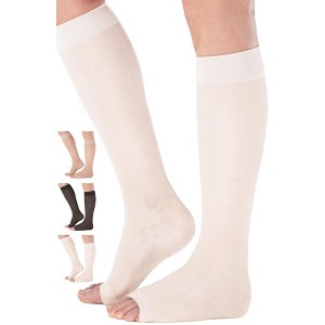 Absolute Support Women’s Open Toe Sheer 15–20mmHg Graduated Compression Socks, Knee High – Circulation, Travel, Swelling Relief, A111T - 1 of 4