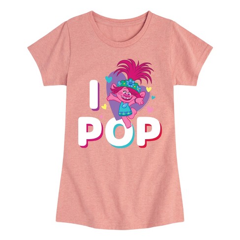 Girls' - Trolls - I Love Pop Poppy Fitted Short Sleeve Graphic T-Shirt - image 1 of 4