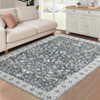 Washable Vintage Rug Non Slip Low Pile Rug Soft Throw Floor Cover Floral Foldable Indoor Carpet for Living Room Bedroom Playroom Nursery - 3 of 4