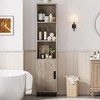 Tall Bathroom Cabinet, 70" Narrow Storage Cabinet with Door and Adjustable Shelf, Open Storage Freestanding for Laundry Room, Small Space, Grey - 2 of 4