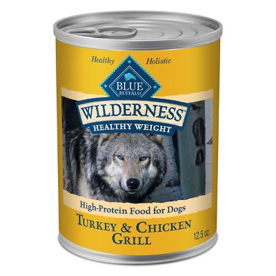 Blue Buffalo Wilderness High Protein Natural Adult Healthy Weight Wet Dog Food Turkey & Chicken Grill - 12.5oz