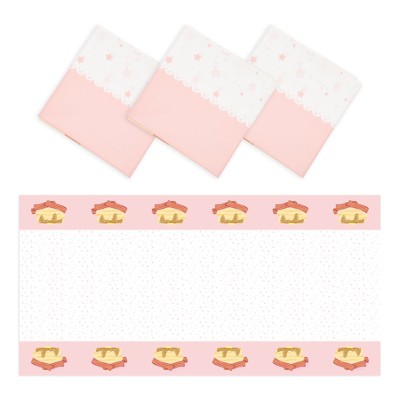 Sparkle and Bash 3 Pack Pink Pancake Plastic Table Covers for Pajama Party (54 x 108 in)