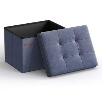 SONGMICS Small Folding Storage Ottoman Foot Rest Stool Cube Footrest 286 lb Load Capacity