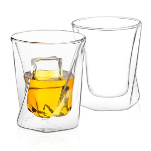 JoyJolt Lacey Whiskey Double Wall Glasses - Set of 2 Insulated Whiskey Glass - 10-Ounces. - 1 of 4