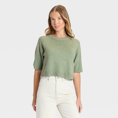 Women's Elbow Sleeve Cozy Knit Crewneck Pullover Sweater - Universal Thread™