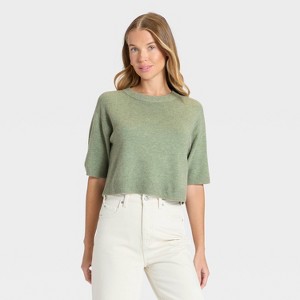 Women's Elbow Sleeve Cozy Knit Crewneck Pullover Sweater - Universal Thread™ - 1 of 3