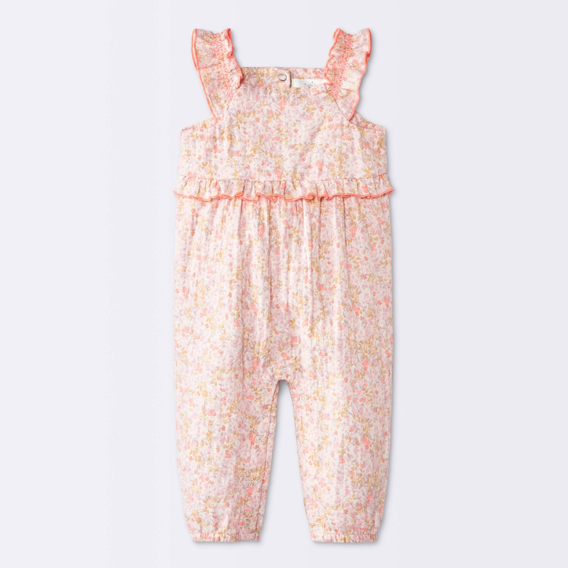 Baby Girls' Ruffle Gauze Floral Tank Jumpsuit - Cloud Island™ Pink 18M