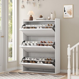 Shoe Cabinet with Flip Drawers, Wooden Shoe Organizer Cabinet with Adjustable Shelf, Shoe Storage for Entryway, Hallway, Living Room - 1 of 4