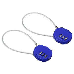 Unique Bargains Gym Toolbox Gate Case Small 3 Digit Padlock with Wire Rope - 1 of 4