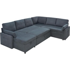 AMERLIFE 2 in 1 Pull Out Sofa Bed with Storage Chaise - 1 of 4