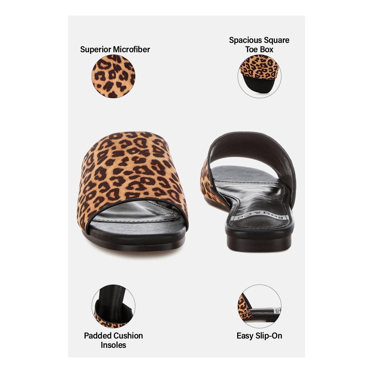Обувь Rag & Co Womens Panthera Leopard Print Slider Flats 9 — фото 8