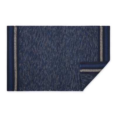 Nautical Blue Stripe Handwoven Cotton Rug 24"x36"