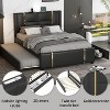 Queen Size Upholstered Bed Platform Bed with Trundle Bed, 2 Drawers, Night Light and USB Charger, Beige/Black-ModernLuxe - 3 of 4