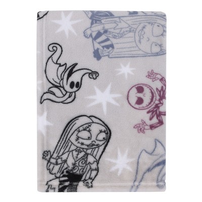 Image of Disney Nightmare Before Christmas Gray, Purple, and White Super Soft Baby Blanket