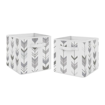 Image of Set of 2 Mod Arrow Kids' Fabric Storage Bins Gray and White - Sweet Jojo Designs