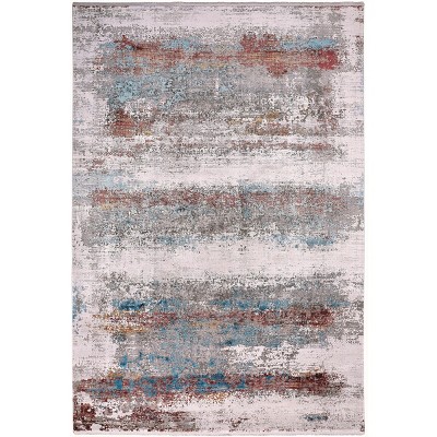 Cadiz Modern Abstract Gray/Red/Blue Area Rug