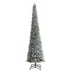 Nearly Natural 12-ft Flocked Pencil Artificial Christmas Tree with 1000 Clear Lights and 1819 Bendable Branches - 3 of 4