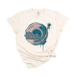 Simply Sage Market Women's Girl Put Your Records On Short Sleeve Garment Dyed Tee - 1 of 2