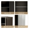 Broom Closet Storage Cabinet with Wheels – Tall Metal Storage Cabinet with Adjustable Shelves, Hanging Rod & Lockable 2 Doors, Grey - 4 of 4