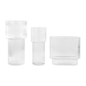 Ceva Fluted Glass Fluted Glass Vase Setof 3 - RDC4036 - Clear - Safavieh - 1 of 4